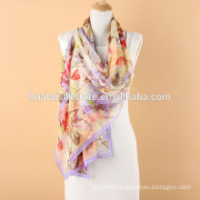 Light Floral Mulberry Silk Long Scarf